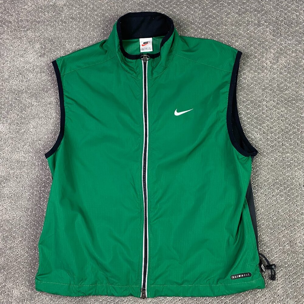 Nike Clima Fit Golf/Running Vest Men's Large Green Full Zip Nylon